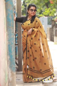 DIJON YELLOW MUL COTTON SAREE