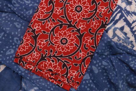 INDIGO BLOCK PRINT MUL COTTON SAREE