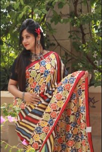 MULTICOLOUR PURE SILK SAREE WITH HAND BATIK