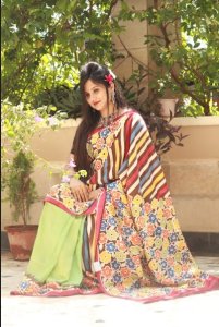 MULTICOLOUR PURE SILK SAREE WITH HAND BATIK