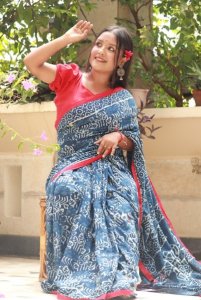 COTTON INDIGO HANDCRAFTED SAREE