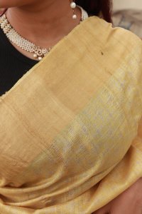 BUTTERMILK YELLOW TUSSUR SILK SAREE