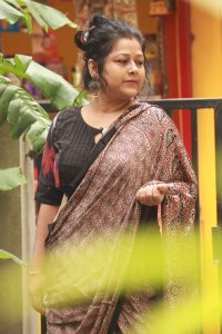 BROWN NATURAL DYE AJRAKH HAND BLOCK PRINT MODAL SILK SAREE