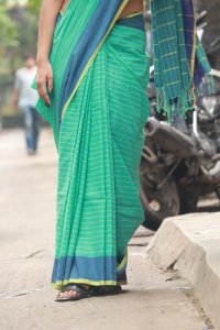 TIFFANY BLUE COTTON HANDWOVEN SAREE - (GULAL)