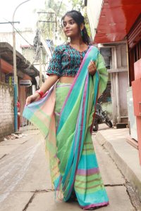 MULTICOLOUR COTTON HANDWOVEN SAREE - (GULAL)