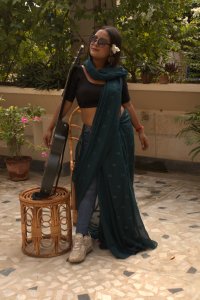 RAMA GREEN CHANDERI SILK EMBROIDED SAREE