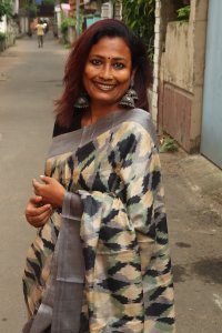 GREY AND BEIGE TUSSUR SILK SAREE