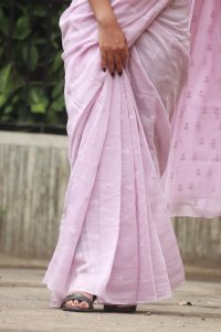 LAVENDER CHANDERI SILK EMBROIDED SAREE