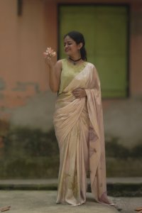 PINKISH CREAM ECO PRINTED MODAL SAREE